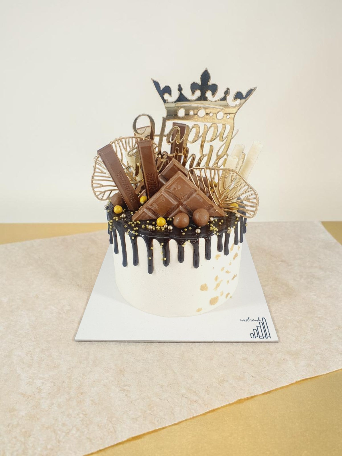 Gold & Chocolate Birthday Cake