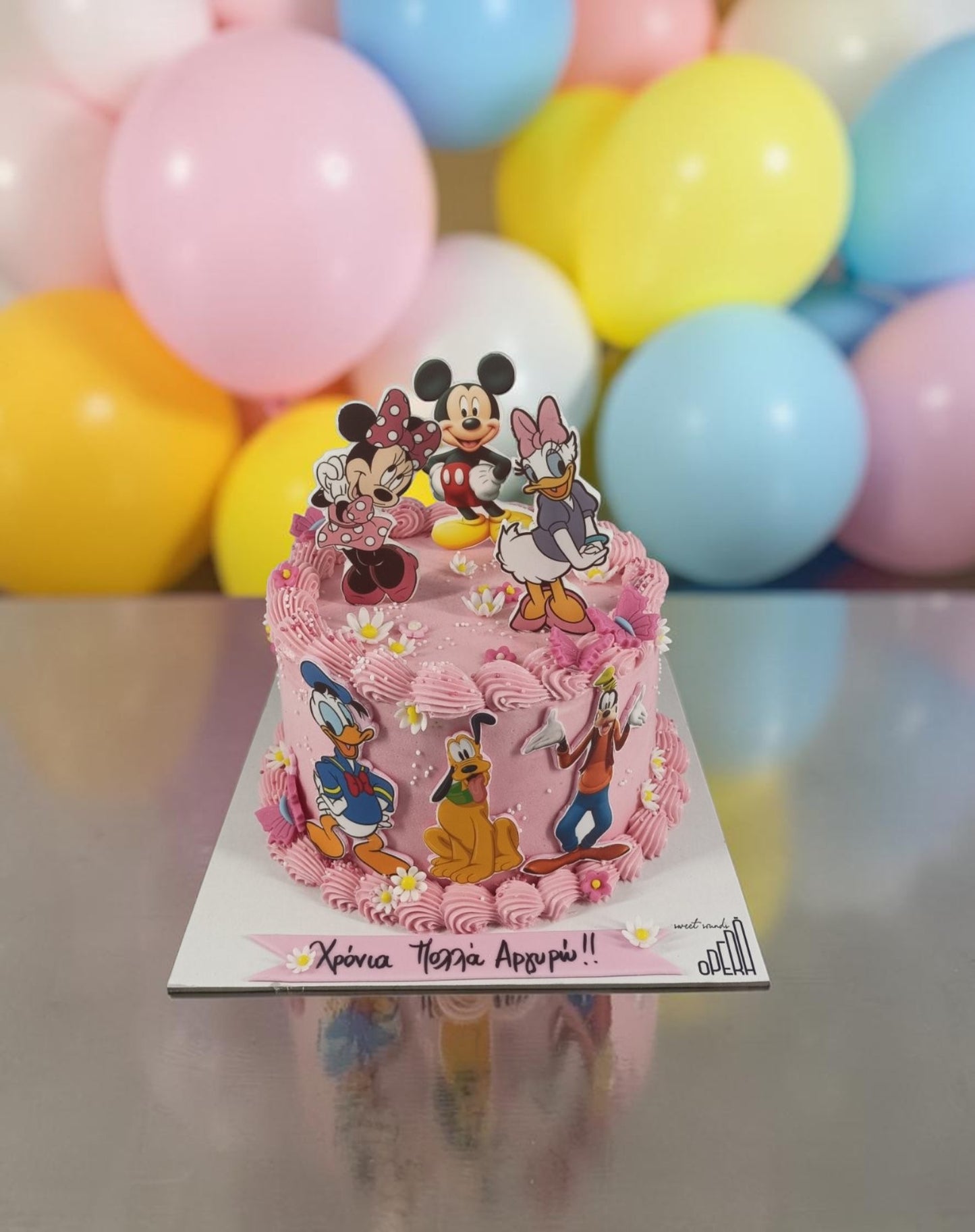 Ροζ Τούρτα Disney με Mickey, Minnie & Φίλους