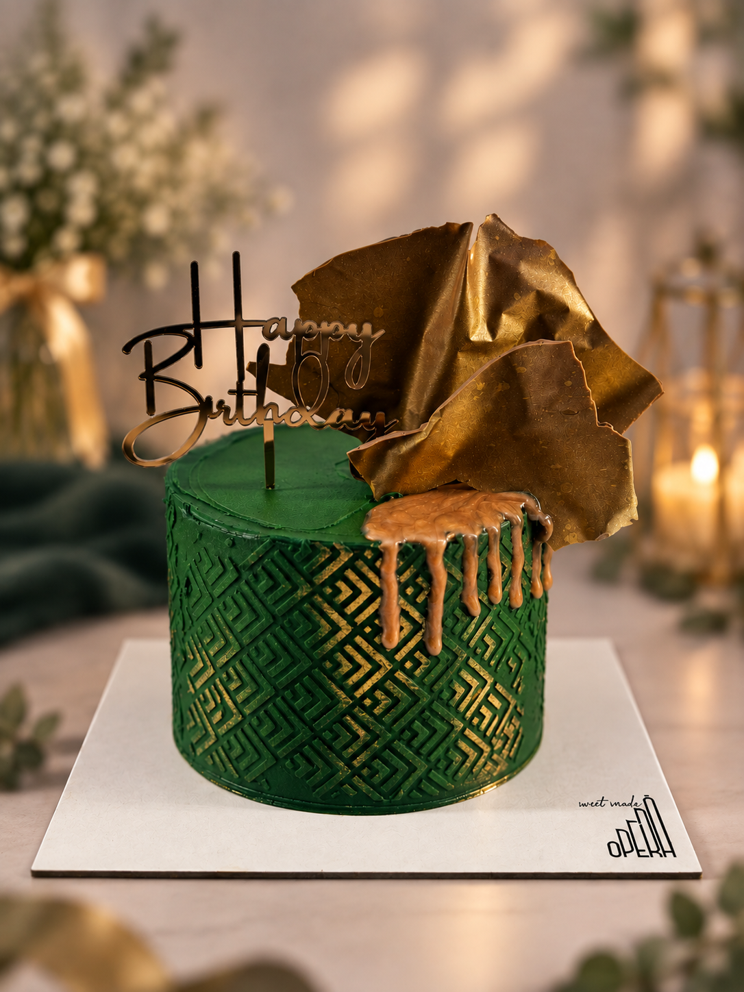 Green emerald and gold luxury