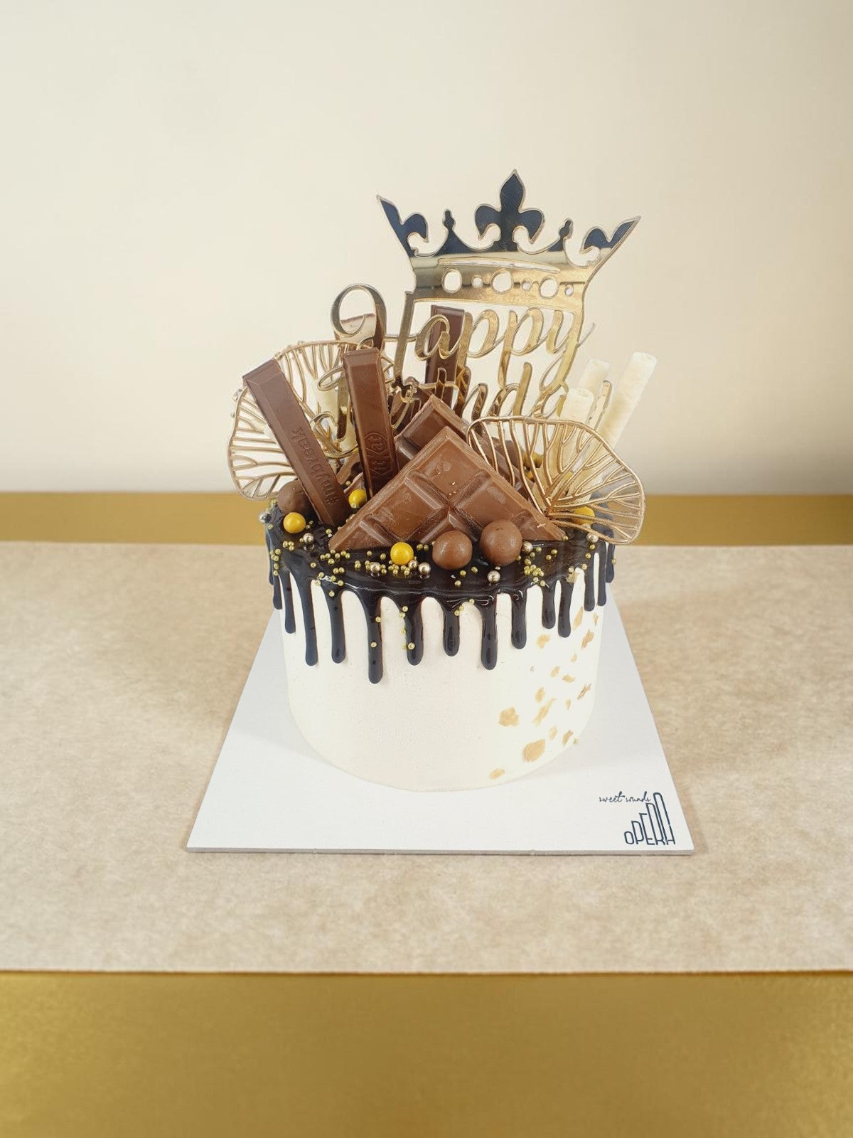 Gold & Chocolate Birthday Cake