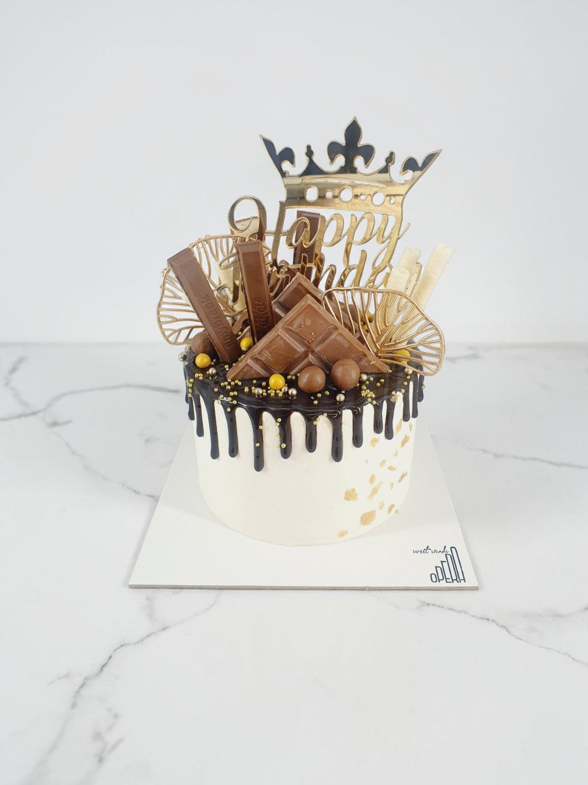 Gold & Chocolate Birthday Cake