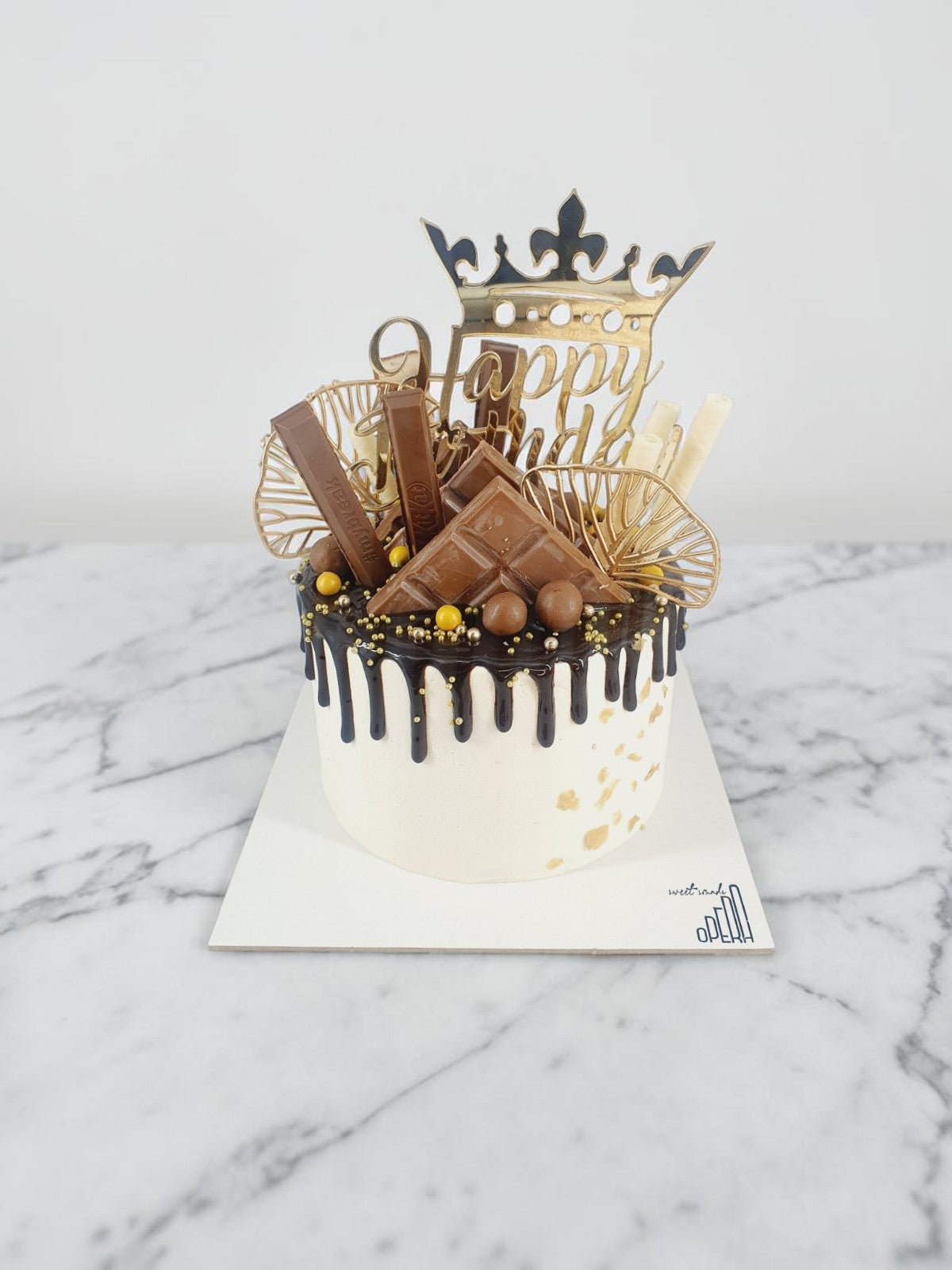 Gold & Chocolate Birthday Cake
