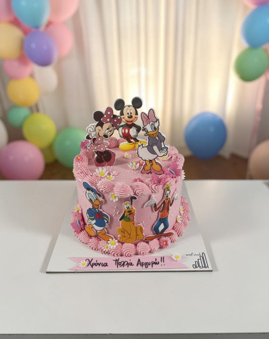 Ροζ Τούρτα Disney με Mickey, Minnie & Φίλους
